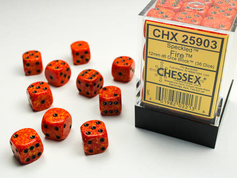 Würfelset: 36 Würfel, Speckled 12mm d6 Fire Dice Block