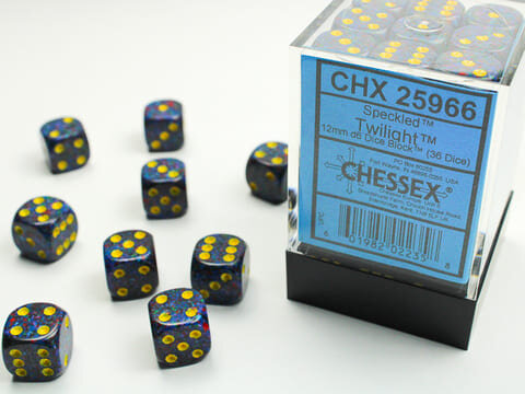 Würfelset: 36 Würfel, Speckled 12mm d6 Twilight Dice Block