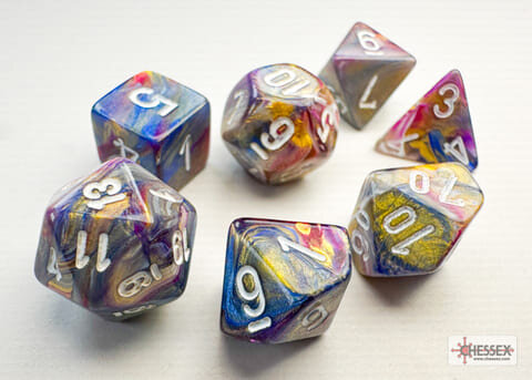 Würfelset: 7 Würfel mehrseitig Festive Mini-Polyhedral Carousel/white