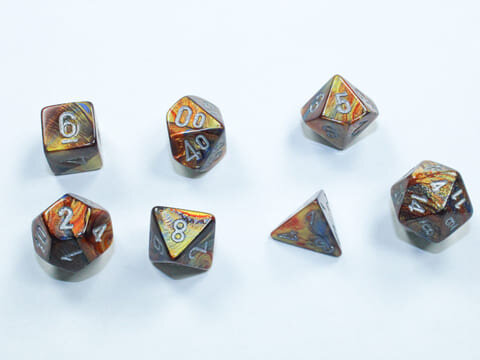 Würfelset: 7 Würfel mehrseitig Lustrous Mini-Polyhedral Gold/silver