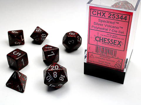 Würfelset: 7 Würfel mehrseitig Speckled Polyhedral Silver Volcano