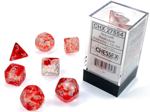 Würfelset: 7 Würfel mehrseitig Nebula Polyhedral Red/silver Luminary