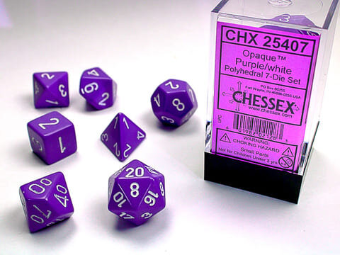 Würfelset: 7 Würfel mehrseitig Opaque Purple/white