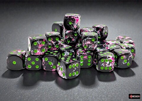 Würfelset: 36 Würfel sechsseitig Brush™ 12mm d6 Paintball™/green Dice Block™