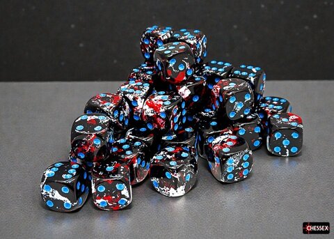 Würfelset: 36 Würfel sechsseitig Brush™ 12mm d6 Dark Side™/blue Dice Block™