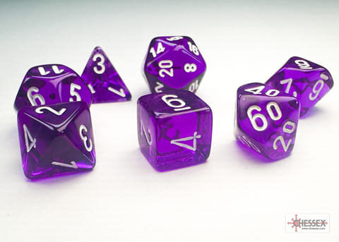 Würfelset: 7 Würfel mehrseitig Mini-hedral Purple/white