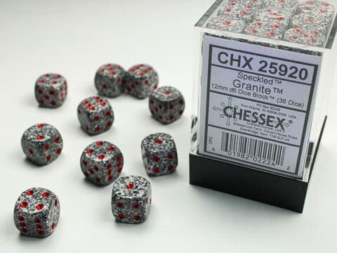 Würfelset: 36 Würfel sechsseitig Opaque 12mm d6 Dark Grey/black Dice Block