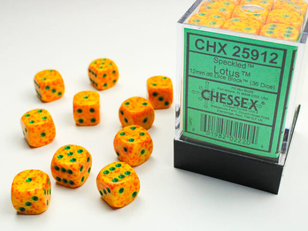 Würfelset: 36 Würfel, Speckled 12mm d6 Lotus Dice Block