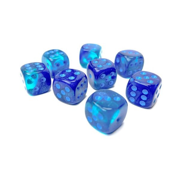 Würfelset: 36 Würfel, Gemini 12mm d6 Blue-Blue/light blue Luminary Block