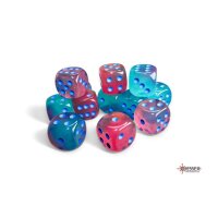 Würfelset: Gemini 16mm d6 Gel Green-Pink/blue...