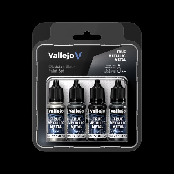 Obsidian Black - True Metallic Metal Paint Set