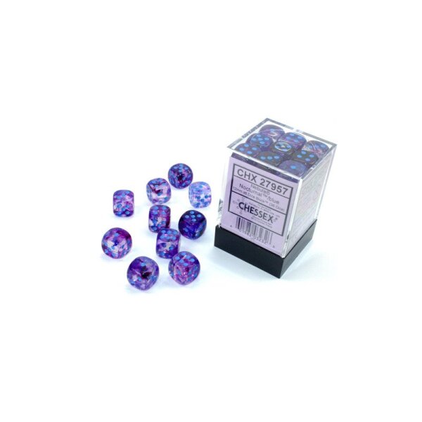 Würfelset: 36 Würfel sechsseitig 12mm d6 Nebula Nocturnal/blue Luminary Dice Block